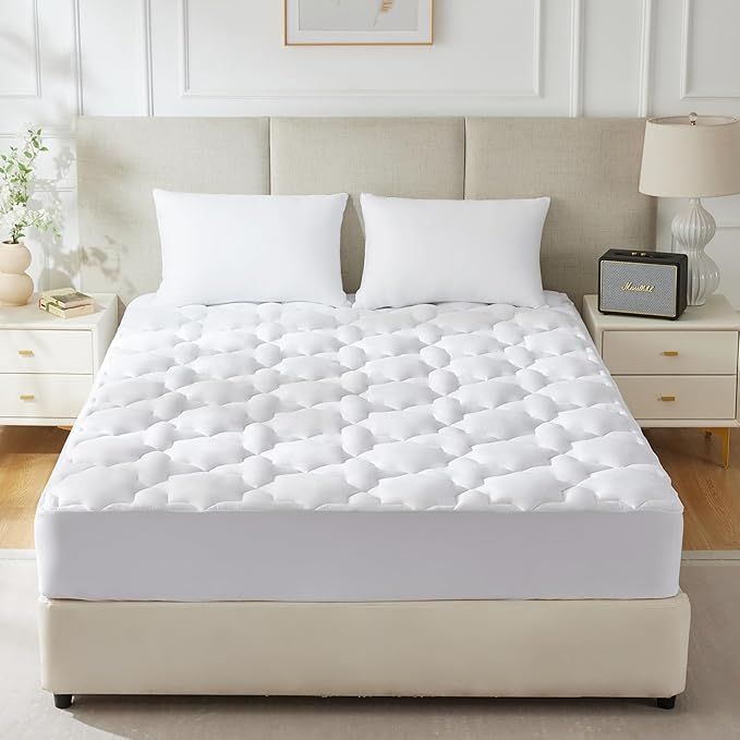 CozyLux Twin XL Mattress Pad Deep Pocket Quilted Mattress Topper Cotton Cooling Extra Long for College Dorm PillowTop Mattress Protector Up to 21", Fitted Sheet Mattress Cover, 39x80 inches, White