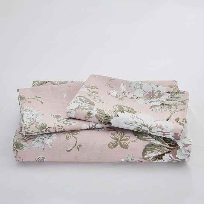 Floral Duvet Cover King Size Soft 100% Nature Cotton Vintage Style Pink Bedding Set with Zipper Closure 3 Pcs Cottagecore Botanical Duvet Cover, Ultra Soft, Breathable