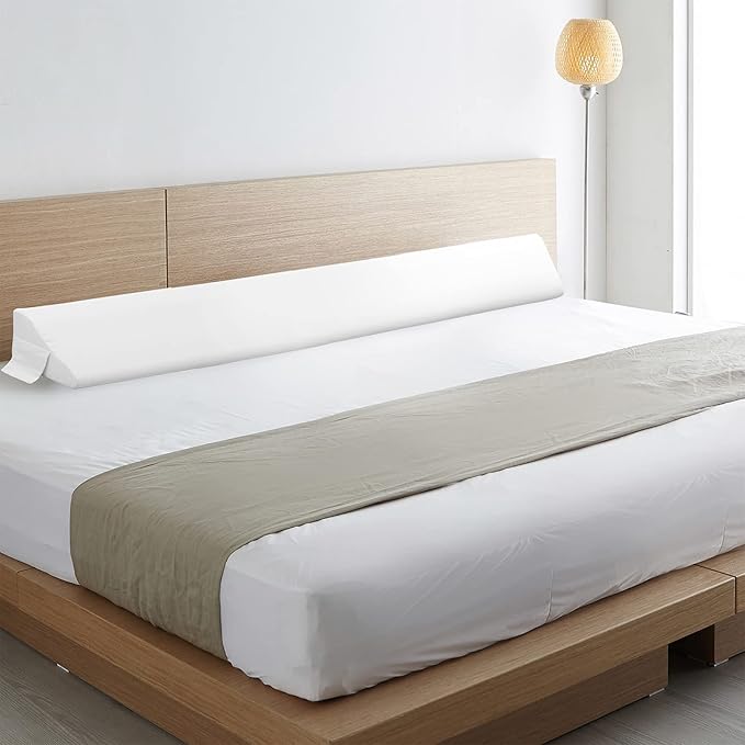 Vekkia Queen Size Bed Wedge Pillow for Headboard Gap/Mattress Wedge Gap Filler/Bed Gap Filler Fill 0-6" Gap Between Headboard and Mattress,60"x10"x6"-White