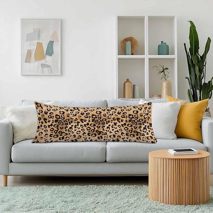 Leopard Print Decorative Body Pillowcase 20"X54", Cheetah Leopard Skin Brown Outdoor Body Pillow Covers Throw Pillow Cushion Covers Oversized Body Pillow Cases for Home Patio Office