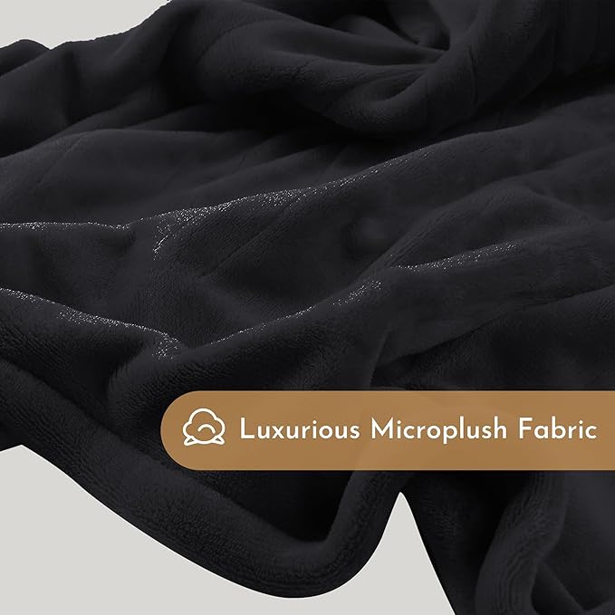 Electric Heated Blanket 72"x84" Full Size Microplush Cover Blanket 5 Heat Settings & 10 Hours Auto Off, Cozy & Warm for All Night, Machine Washable, Black