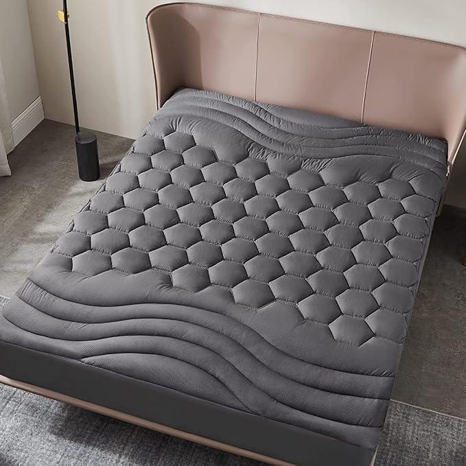 Bedsure Mattress Pad Full Size - Soft Mattress Cover Padded, Quilted Fitted Mattress Protector with 8-21" Deep Pocket, Breathable Fluffy Pillow Top, Grey, 54x75 Inches