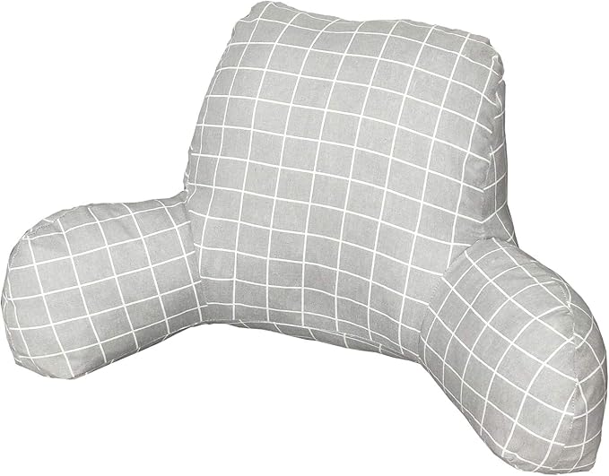 Bohemian Printed Reading Pillow with Support Arms Soft Bed Rest Pillows Back Support Cushion for Kids Reading Watching TV Sitting Up in Bed (23"×16"×10",Light Grey)