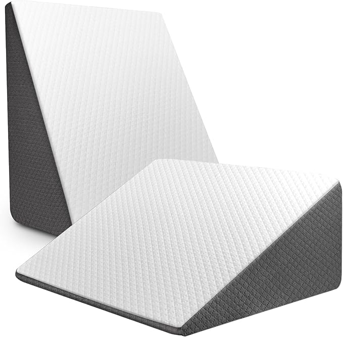 Wedge Pillow for Sleep Apnea, Bed Wedge Pillow for Headboard, Headboard Triangle Pillow Wedge for Acid Reflux, After Surgery, Snoring, Cooling Memory Foam Top, Removable Cover, 24x24x12Inch