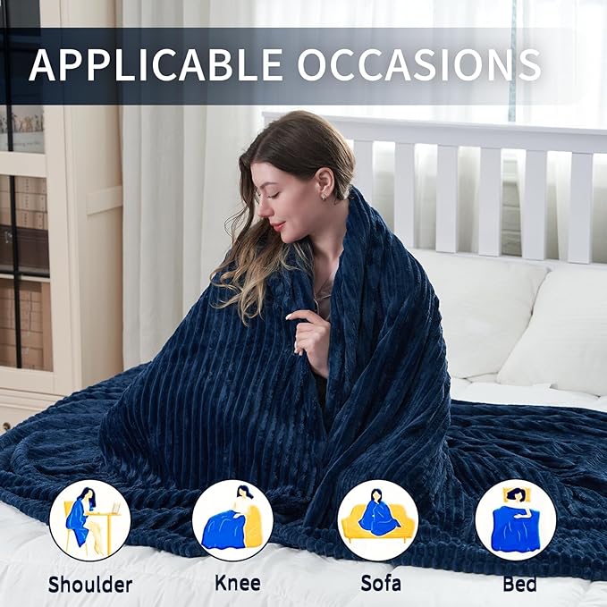 Electric Blanket 84"x90" Queen Size Heated Blanket with 10 Heat Settings & 1-12 Hours Auto-Off,Reversible Cozy Silky Flannel Fabric Warm Blanket Large Size for Full Body - Dark Blue