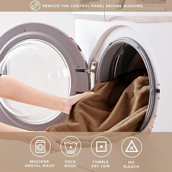 Sherpa Soft Dual Control Electric Blanket King Size, Heating Blankets | Washable | 1-10 Hour Automatic Shut Off | Double Zone, 6 Heat Settings | 100" X 90" Mocha