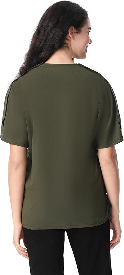 Magnetic Buttons Post Shoulder Surgery Recovery Shirt for Men V-Neck Tear Away Adaptive Chemo Port Clothing for Women