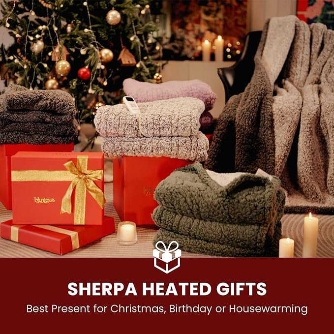 Heated Blanket Electric Blanket King - Fast Heating Blanket Throw Dual Controllers Double Sided Sherpa with 10 Heating Levels & 2-10 Hours Auto Off, Mashine Washable, 90 x 100 Inches, Camel