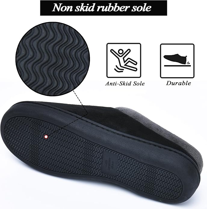 Memory Foam Mens Slippers Slip-On Comfy House Slippers for Men Indoor Outdoor Non-Slip Warm Winter Men’s Bedroom Slippers Size