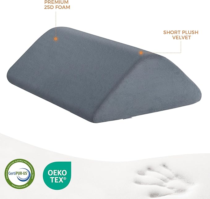 Knee Wedge Pillow 8'' for Post-Surgery Recovery-Leg Elevation Support for Sleep Position, Alleviating Lower Back & Hip Pain Enhancing Circulation in Ankles Legs Triangle Pillow with Removable Cover