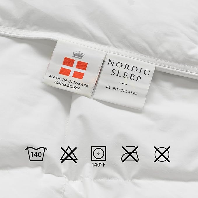 FOSSFLAKES Nordic Sleep, Bed Pillow Hypoallergenic Supportive with Down Alternate, Breathable and Machine Washable, Ideal for Side and Back Sleepers (White Medium Low, Standard)