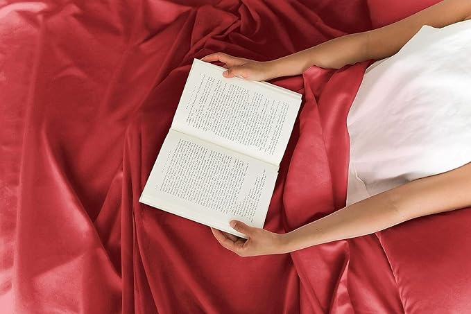 Split King Sheets Set 7 Piece - Includes 4 Pillowcases - Bed Sheets Split King Size - Soft Hotel Luxury Bedding - Cooling, Comfy & Breathable - 1 Flat & 2 Fitted & 4 Pillowcases w/ Deep Pockets - Red