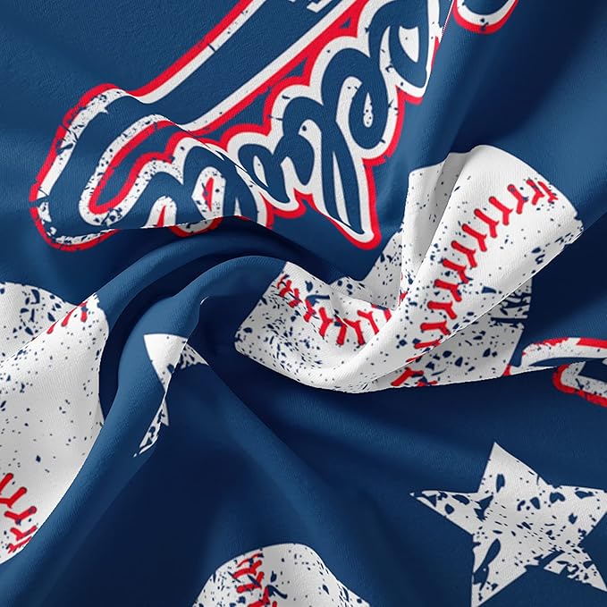 QOOMO 3D Baseballs Comforter King Size,Blue Baseball Kids Comforter Set,3Pcs Bedding Set Printed Comforter with 2 Pillowcases,Down Alternative,Soft and Lightweight,for All Seasons