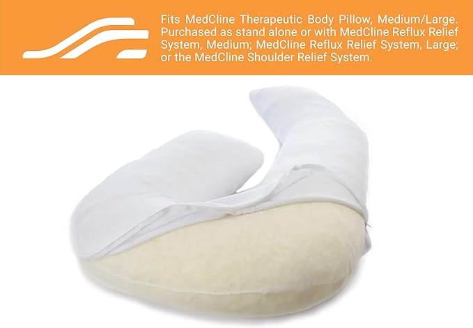 MedCline Body Pillow Case, Fits Full-Length Therapeutic Body Pillow (22" x 50" x 6"), Enhanced Support and Better Sleep, Soft Washable Plush Comfort with Hidden Zipper, Medium/Large