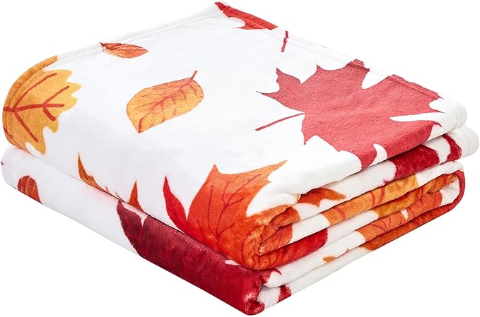 Fall Leaf Throw Autumn Blanket Fall Birthday Gift for Women Mom Girls Thanksgiving Halloween Fall Leaves Throw for Couch Sofa Bed Chair 60"x80"