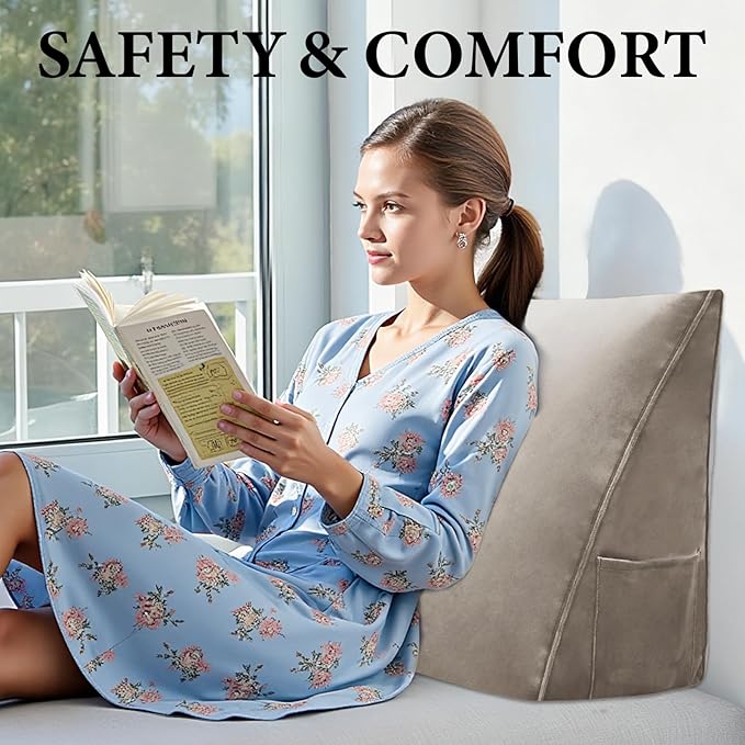 Wedge Pillow Headboard Reading Pillow Triangular Backrest Support Pillow for Sitting in Bed Positioning Support Pillow for Sofa Daybed Removable Cover