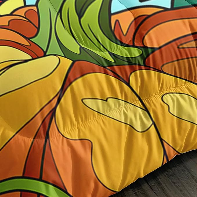 Sunflower Gnome Comforter Set Full Size, Sunflower Bedding Set for Kids Boys Girl, Yellow Comforter for Home Room Decor