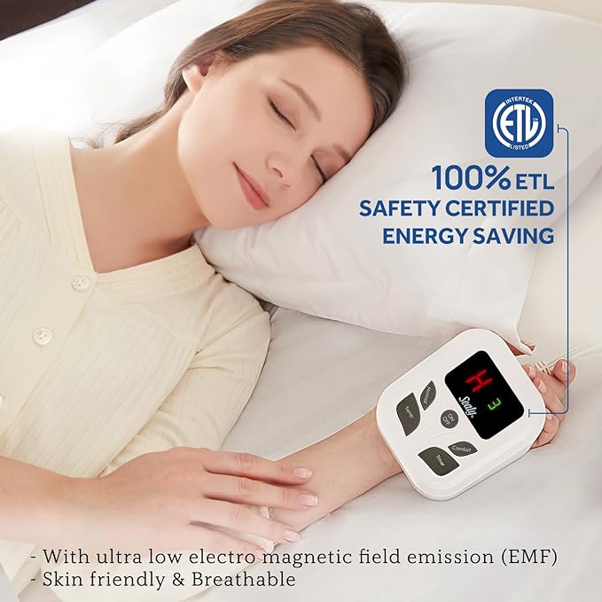 Sealy Heated Mattress Pad King Size 78x80 Inch with Dual Control 10 Heated Settings | Zone Heating Electric Mattress Pad | Auto Shut Off 1-9 Hours| Fit Up to 17" Deep Pocket | Machine Washable