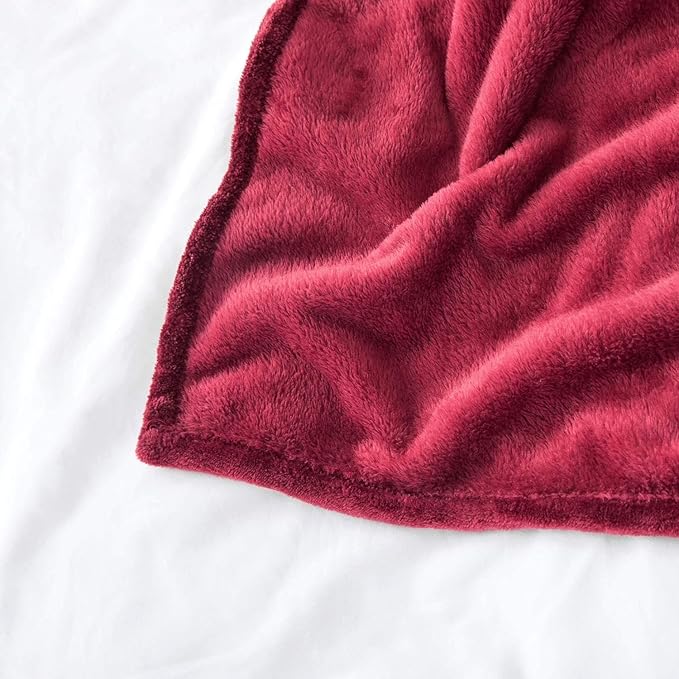 IR Imperial Rooms Fleece Blankets Queen Size 90x90 Inches- 8 Pack - Super Soft Fluffy Throw Blanket for Sofa and Bed - Warm and Cozy Lightweight 400 GSM Microfiber Bed Throws Blankets (Burgundy)