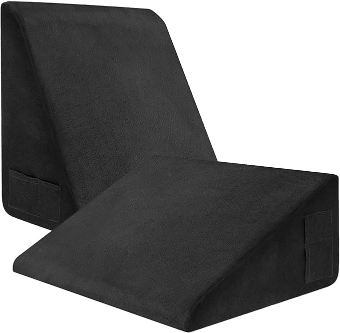 Wedge Pillow, 7.5 Inch Bed Wedge Pillow for Headboard, Pillow Wedge for Acid Reflux Relief, After Surgery, Sleeping,Back Pain Relief, Memory Foam Top, Black
