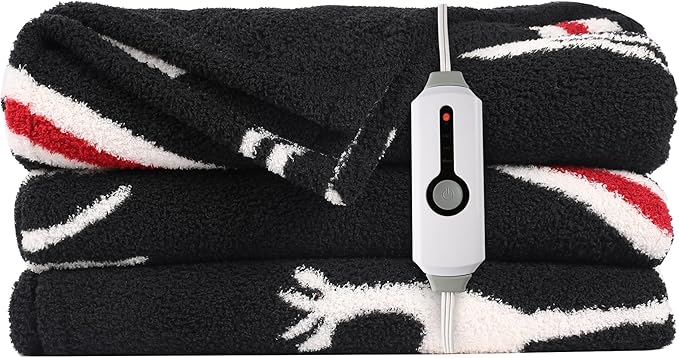 Electric Heated Blanket Twin Size 62"x84" - Bohemian Design with Plush Sherpa, 4 Heat Settings, 3-Hour Auto-Off, Machine Washable, for Couches and Beds, Elk