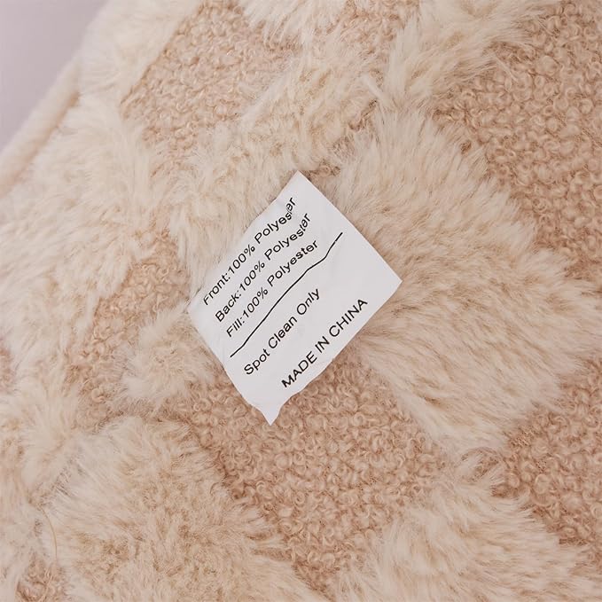 Aimuan Reading Pillow Checkered Bed Rest Wedge Backrest Checkerboard Pillow with Arms Back Support for Sitting Up in Bed Cushion Incline Rest Sleeping Snoring Pillow (Beige,Large)