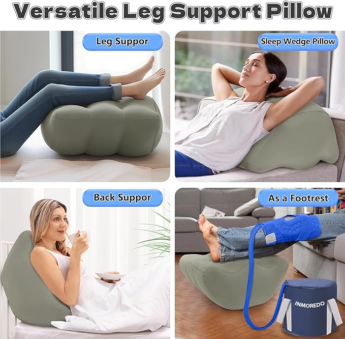 Inflatable Leg Elevation Pillow After Surgery, Wedge Leg Elevating Pillows for Injury Recovery, Blood Circulation, Swelling, Legs Support Cushion Knee Hip Ankles Pain