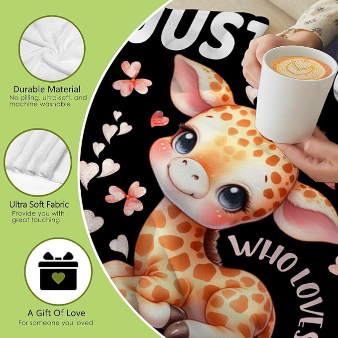 Giraffe Blanket for Girls Just A Girl Who Loves Giraffe Gifts for Women Soft Cozy Flanne Throw Blanket for Bedding Sofa Camping 60x80inches