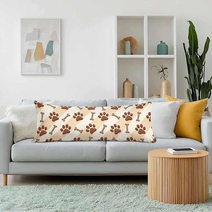 Outdoor Pillows Body Pillow Cover Cat Dog Paw Print Cute Lumbar Body Pillow Case Protector Body Side Sleeper Cushion Covers Body Pillowcases for Bedroom,Couch,Sofa 20"X54"