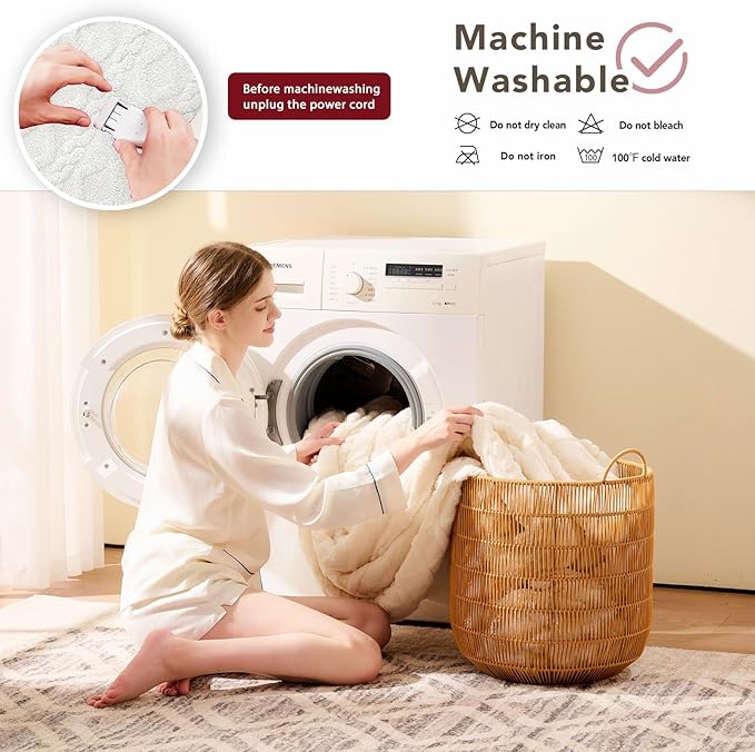 Heated Electric Blanket Full Size-72"x84" Heating Blanket with 10 Heating Levels & 5 Time Settings Over-Heat Protection,Winter Warmer for Adults with ETL Certification(Cream)