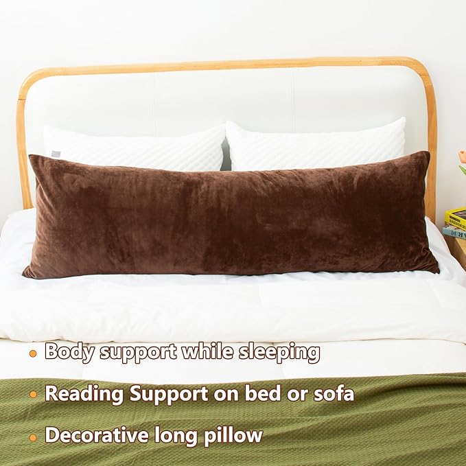 Body Pillow, Memory Foam Body Pillows for Adults Sleeping, Long Pillow for Bed, Big Large Firm Full Body Pillow for Side Sleeper, 20x54 Inch, Coffee