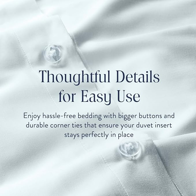 Brooklinen Luxury Sateen Duvet Cover - 100% Cotton, King/California King Size in Sky with Extra-Long Corner Ties and Button Closure - Best King/Cali King Duvet Covers