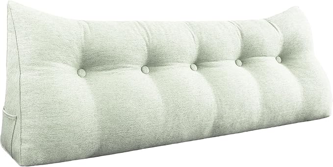 Headboard Pillow Wedge King Size Large Bolster Pillow for Bed Triangle Reading Pillow Back Support Pillow for Sitting Up in Bed XXL Couch Daybed Rest Backrest Cushion Linen Off White