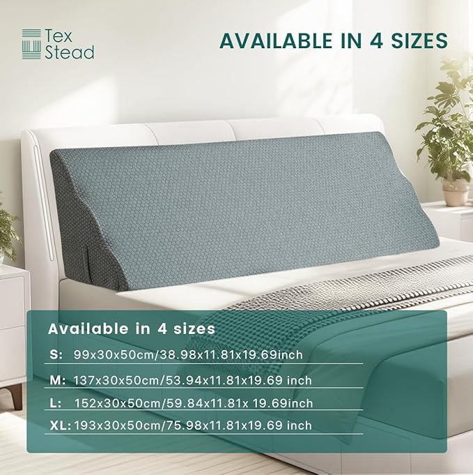 King Size Headboard Wedge Pillow with Washable Cover, Ergonomic Incline Memory Foam Cushion Reading Daybed Pillow for Back, Neck, Shoulder Support, Gray(76"x11.8"x19.68")
