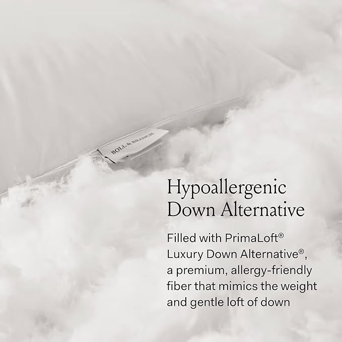 BOLL & BRANCH Down Alternative Pillow - Medium, King - Cooling Shell - Hypoallergenic Primaloft Luxury Down Alternative Fill - Superior Support