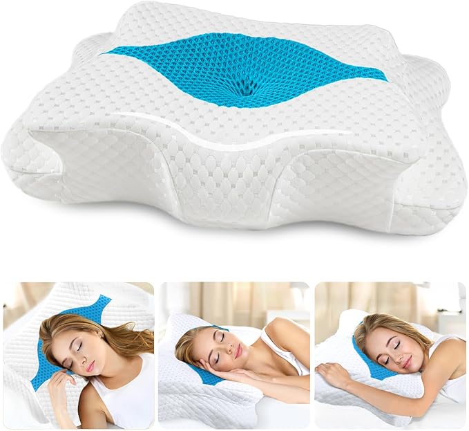 Memory Foam Pillow, Cervical Pillow for Neck and Shoulder Pain Relief, Ergonomic Contour Bed Pillow, Soft for Side Sleep Stomach Sleeping and Back Sleeper