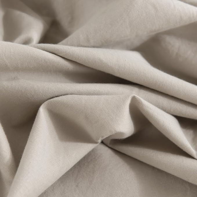 NEXHOME PRO Twin Duvet Cover Set – 100% Certified Organic Cotton with Washed Feel & Linen-Like Texture, Comfortable & Breathable, Home Bedding Set Light Linen (No Comforter)