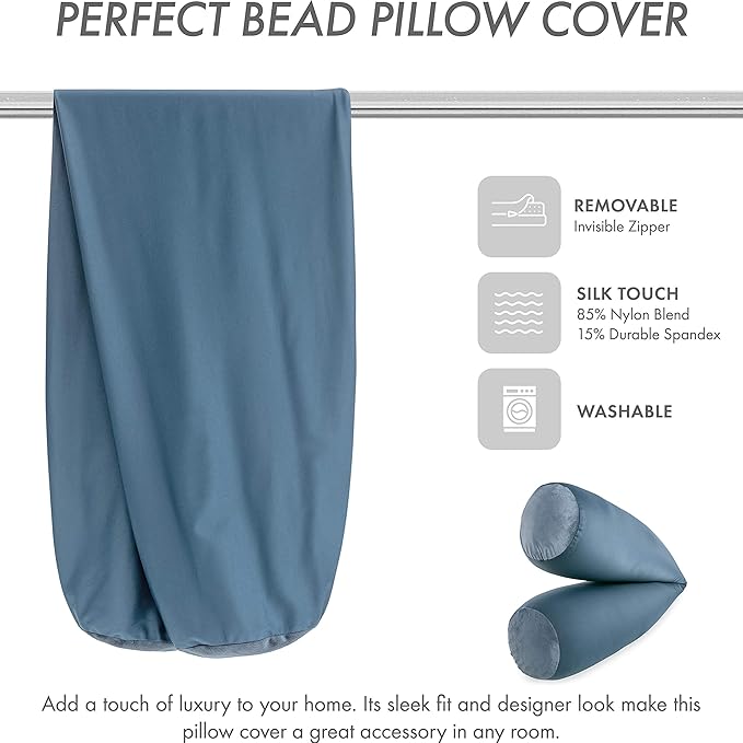 Case Only - Body Pillow Cover Stylish Silky Super Soft - 85% Spandex/ 15% Nylon Blend, Beauty - Breathable Pillowcase - Gentle on Hair Size 48 X 8, Dark SlateGrey