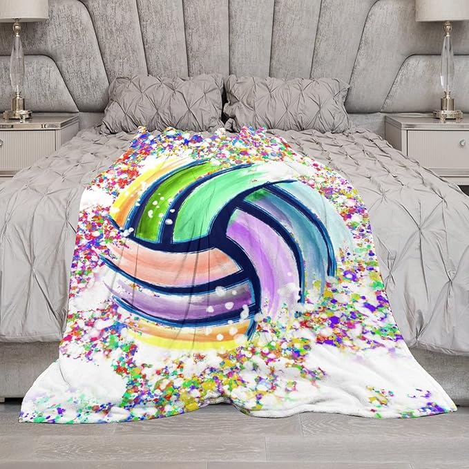 Volleyball Blanket Gifts - 40"x50" Sports Throw Blanket for Adults, Kids - Colorful Soft Plush Throws for Bed, Couch & Travel