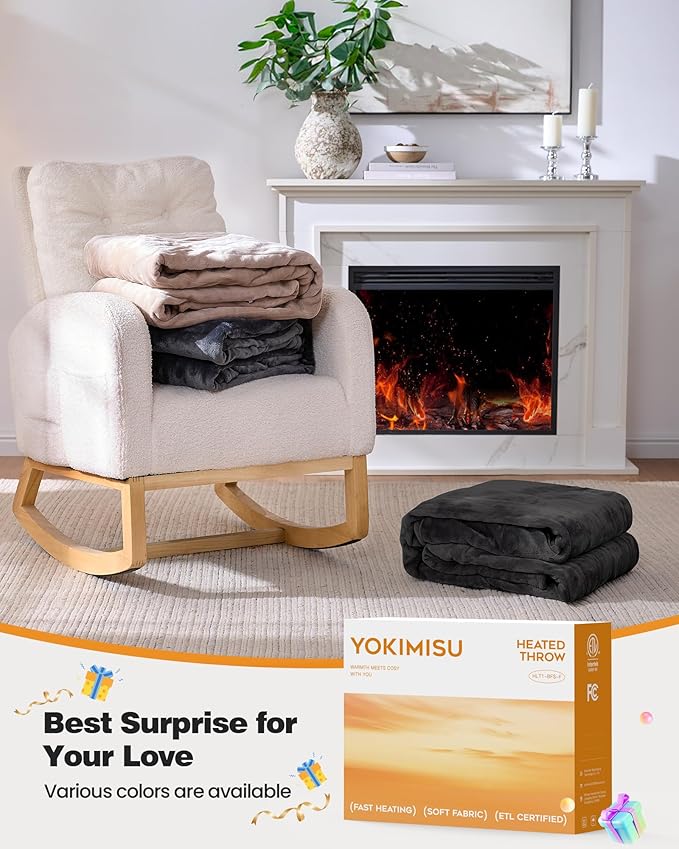 Electric Blanket King with Dual Control-100x90 Soft Double-Sided Flannel Heating Blanket, 9 Heat Levels & 10 Hours Timer Heated Throw, Machine Washable, Gift for Mom Dad - Black