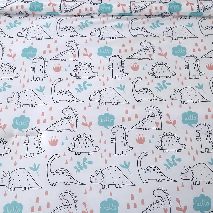 SDIII Dinosaur Comforter Queen 3 Pieces, Silky Breathable Microfiber and Spandex, Cute Dinosaur Queen Bedding Set for Boys Girls Kids and Teens