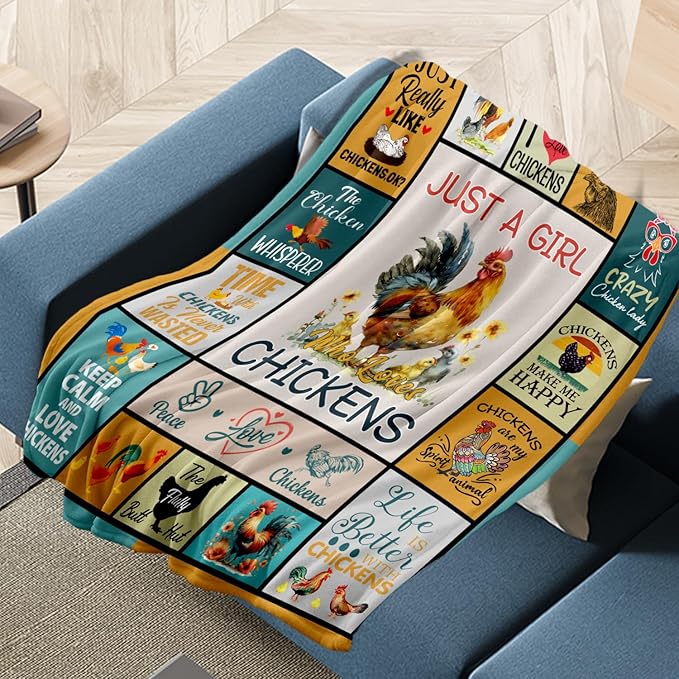 Just A Girl Who Love Chicken Gifts for Girls Kids, Chicken Present for Birthday Christmas, Soft Warm Cozy Blanket 40"X 30"