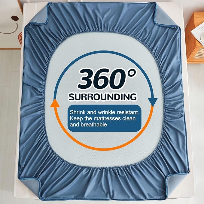 Ailemei Direct Cooling Thin Mattress Pad, California King Size Mattress Topper for Hot Sleepers, with a Deep Pocket Fits 16" Mattresses,Cool Fitted Sheets for Bed,Summer Cooling System,Blue,72"x84"