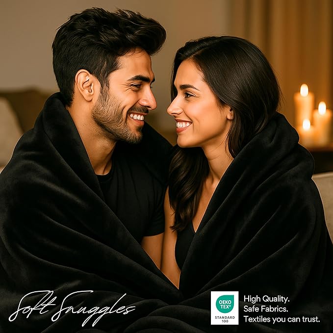 Waterproof Blanket King Size, Black & Gray 82x82"- Water Proof and Stain Resistant Blankets for Couples Bed Intimacy, Fleece Moisture Absorbent, Layered Sheet Protector, Leakproof Protective Top Cover