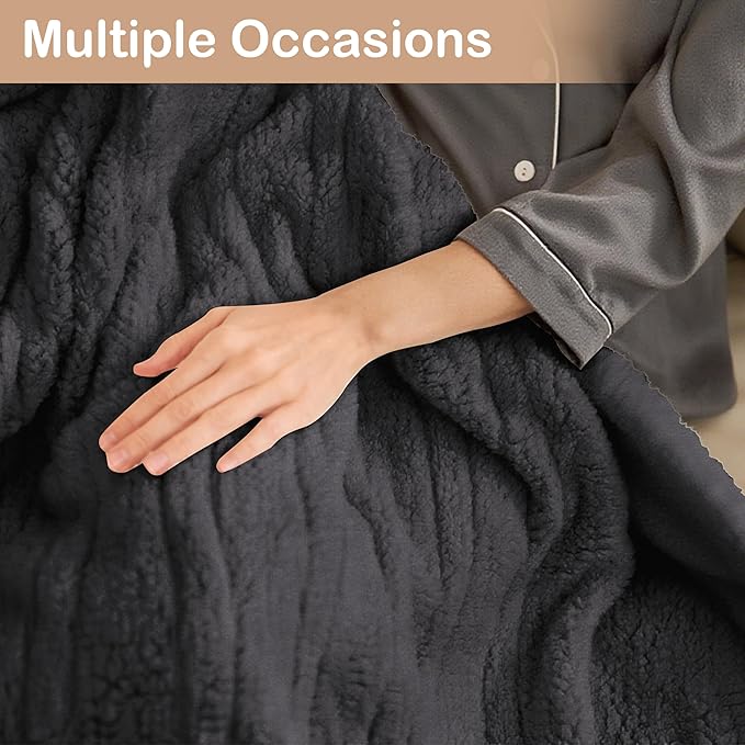Electric Heated Blanket Full Size 72"×84" with 6 Heating Levels & 1-10Hs Auto Off, Heating Blanket Double Sided Plush Sherpa, Fast Heating, Machine Washable for Christmas Gift - Dark Gray