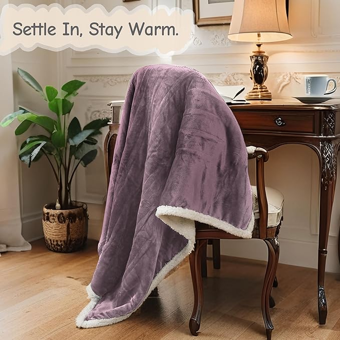 Electric Heated Blanket Queen Size 84"x90", Soft Flannel with Dual Controllers & Overheat Protection, 6 Adjustable Heat Settings & 10-Hour Auto-Off Timer, Fast Heating for Winter Comfort, Purple