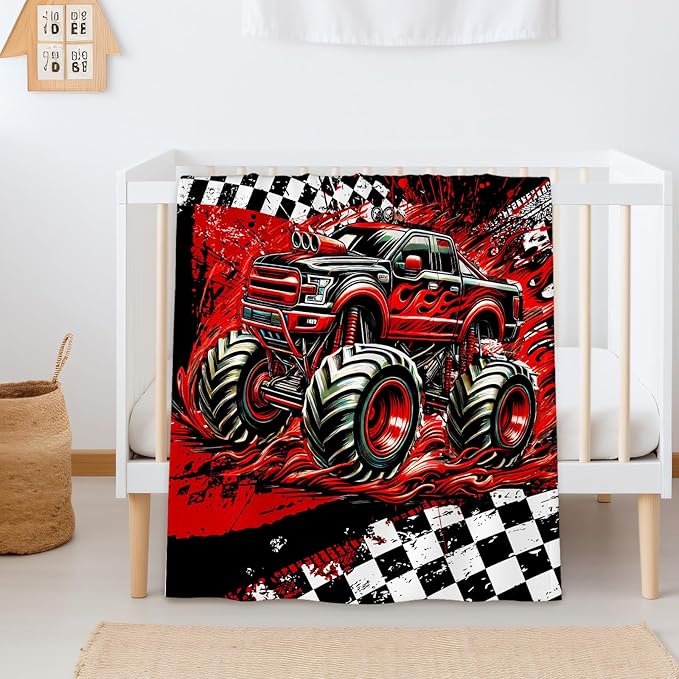 Boys Blanket Gifts Truck Blankets for Kids Toddlers Boys - 30" x 40" Cute Car Themed Soft Lightweight Flannel Throws for Couch, Sofa, Bed, Office, Travel