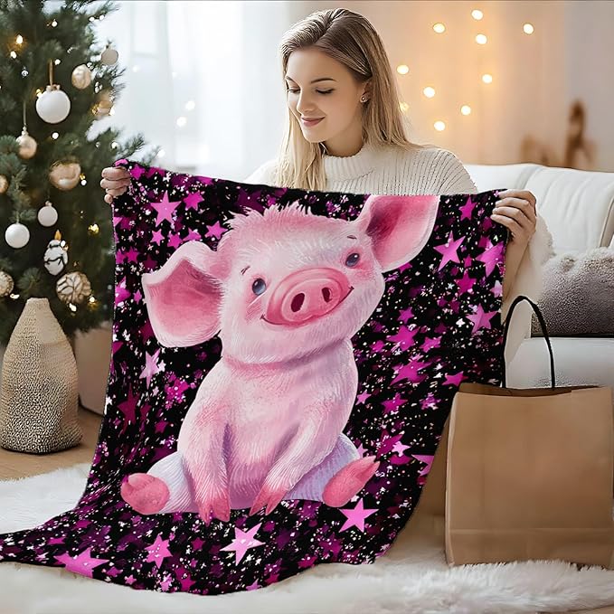 Kids Blankets for Girls Pig Blanket for Kids 6-8 Gifts for Pig Lovers, Pink Warm 50 x 40 Inches Cozy Flannel Throw for Sofa Bed Living Room Decor Camp