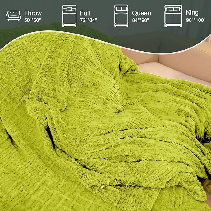 Heated Blanket Queen Size, 84"x90" Electric Heating Waffle, Machine Washable Blanket, 12 Heat Levels & 12 Hours Auto Off, Soft Warm Flannel Blanket, Overheat Protection with ETL & FCC (Tender Green)