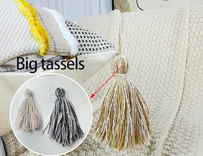 Chenille and Cotton Long Pillow for Bed, Striped Textured Boho Lumbar Throw Pillow Cover 16x36, Neutral Accent Decorative Extra Long Body Pillow Case for Couch, Sofa, Bedroom, Yellow